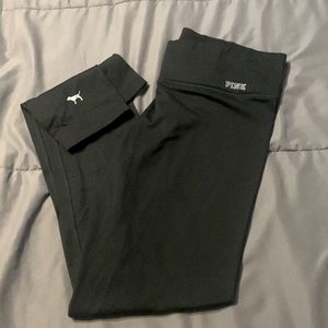 Black Ultimate Pink Victorias Secret Leggings.